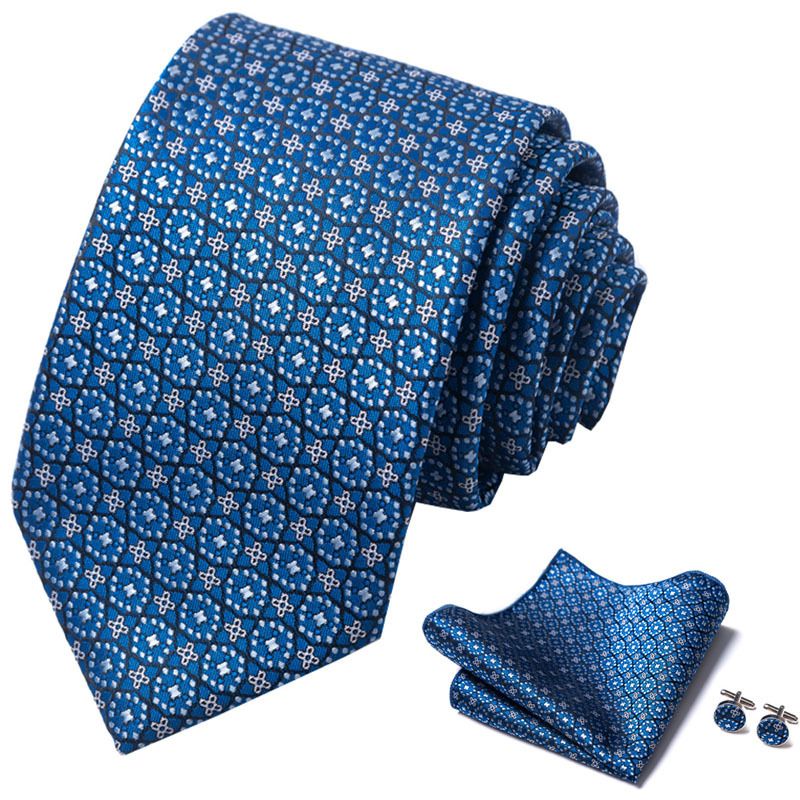 Corbata de seda de poliéster de alta calidad unisex para hombre, corbata formal de color sólido, bolsillo, toalla, gemelos, juego de jacquard_voghion.com
