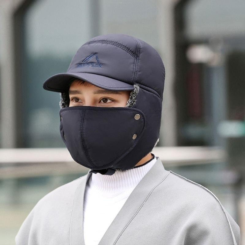Heren Wintermuts Baseballpet Koude hoeden Oorbeschermers Cap Winddicht Anti-sneeuwbestendigheid Sneeuwhoeden met gezichtsmasker Voor Winter Buitensporten_voghion.com