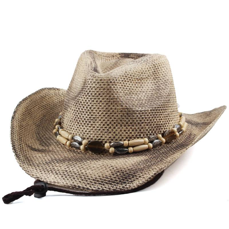 Cross-border exclusive supply of retro old hand-painted denim straw hats for men and women, ethnic style jazz hats, outdoor sun hats_voghion.com