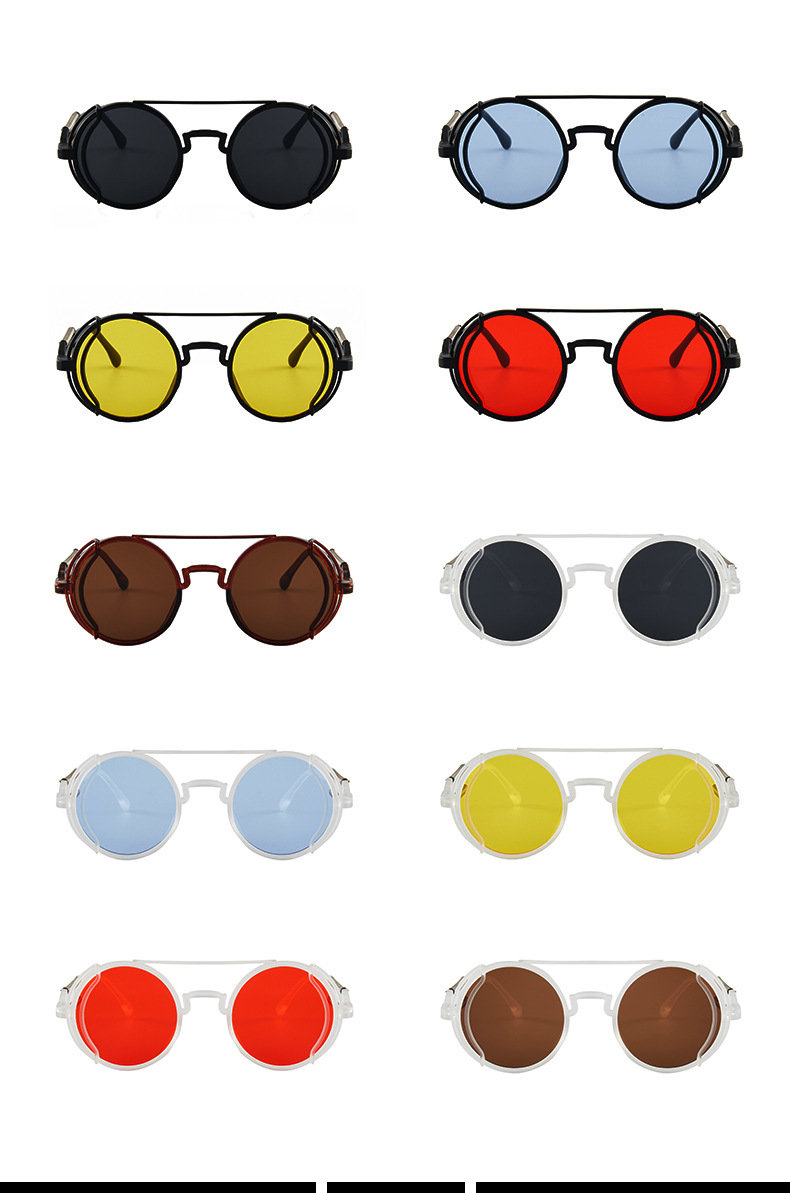 Unisex Cyberpunk Trend Retro Sonnenbrillen Runde Sonnenbrillen_voghion.com