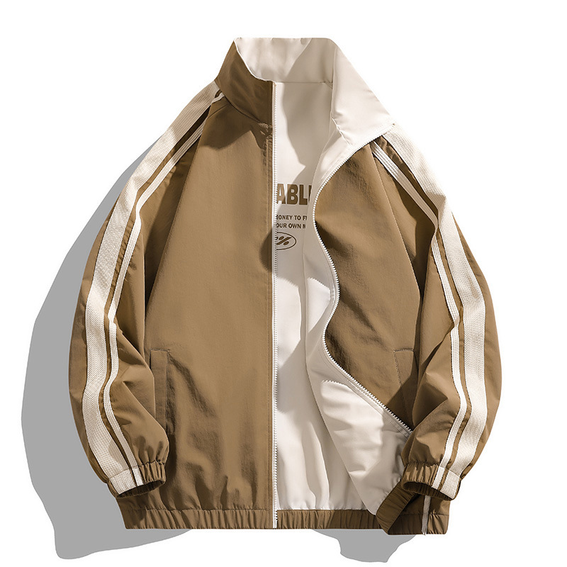 Ropa para hombre, nueva versión pública de otoño, chaqueta de cuello alto, tendencia, chaqueta de exterior de doble cara, chaqueta para hombre y mujer, a prueba de viento e impermeable_voghion.com