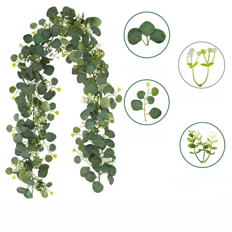 St.patrick Vite simulata Foglie di eucalipto Rattan di eucalipto Casa Matrimonio Pianta verde simulata Decorazione da tavolo Rattan simulato_voghion.com