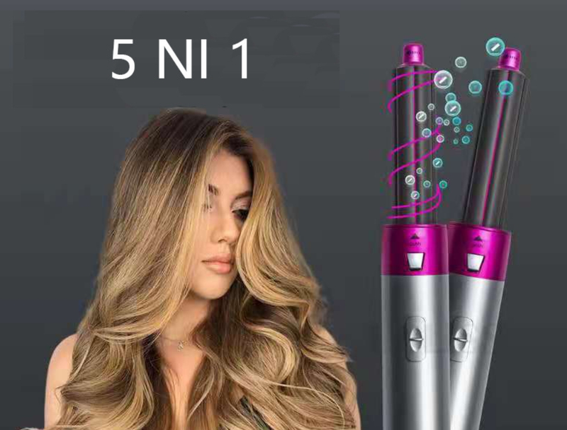 Secador de pelo de doble uso con peine de aire caliente cinco en uno y rizador automático multifuncional._voghion.com