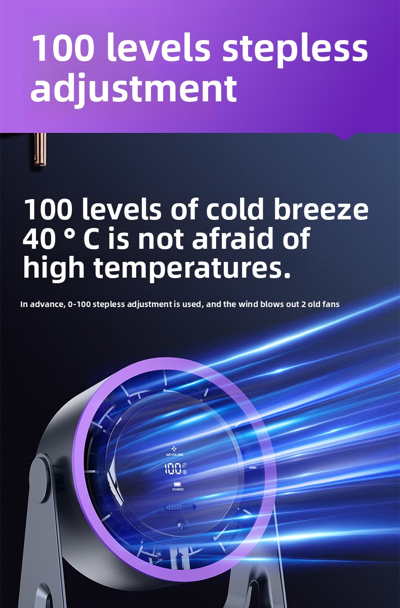 Ventilateur de bureau, chargement USB, affichage numérique, silencieux, pour bureau, dortoir, vent fort, petit format_voghion.com