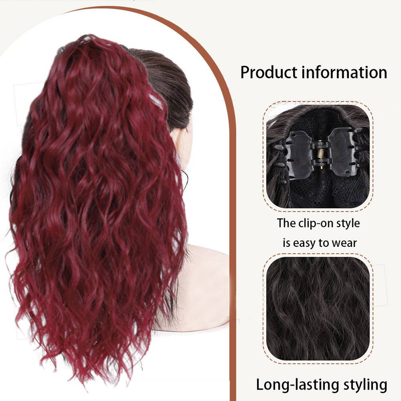 Red Trendy Water Wave Ponytail Clip_voghion.com