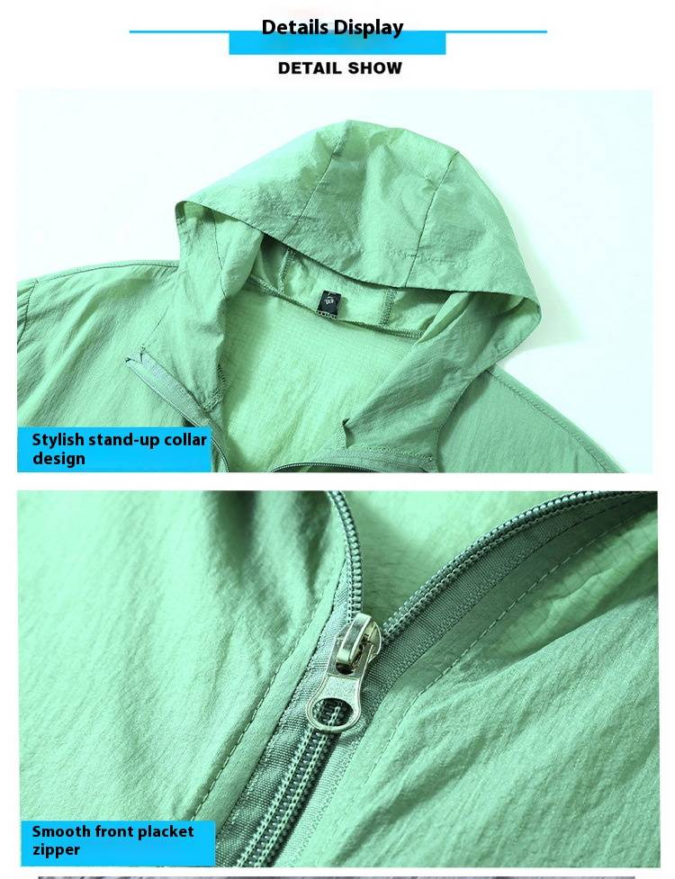 Men's Plus Size Summer Sun Protection Hooded Jacket With Zipper - Lightweight, Breathable & UV Protection For Big & Tall (4XL-10XL)_voghion.com