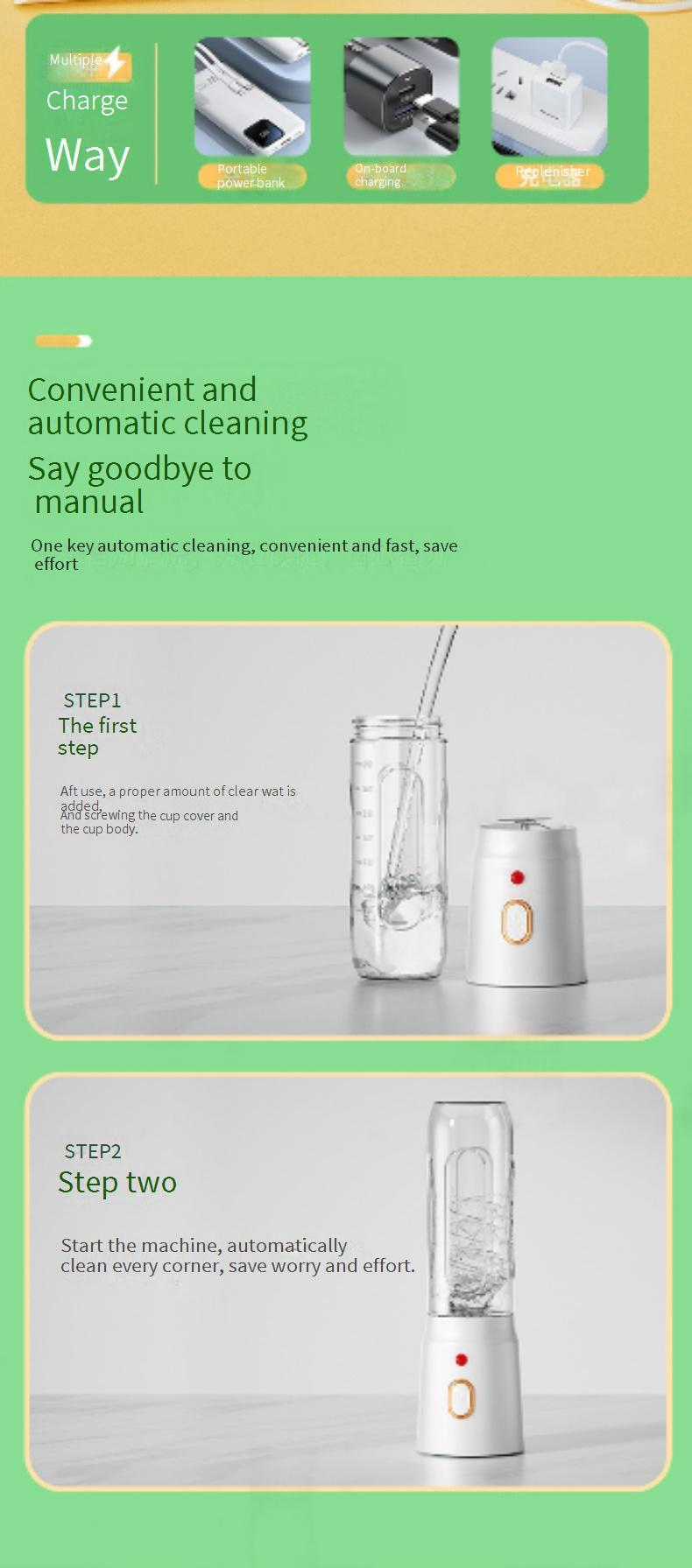 Portable USB Rechargeable Mini Blender For Juicing, Smoothies, And Ice Crushing – 500ml Travel-Friendly Blender Cup With Powerful 5-Blade System_voghion.com