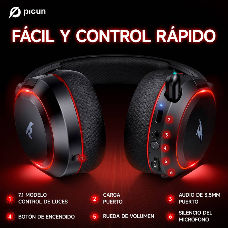 Gaming Headset Picun G2 2.4G + Bluetooth + Wired_voghion.com