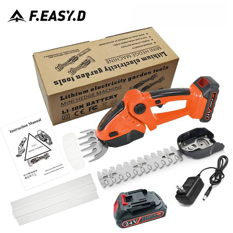 24V Cordless Electric Hedge Trimmer, Lightweight Single-Hand Operation For Home Garden Shrubbery, Grass & Branch Cutting_voghion.com