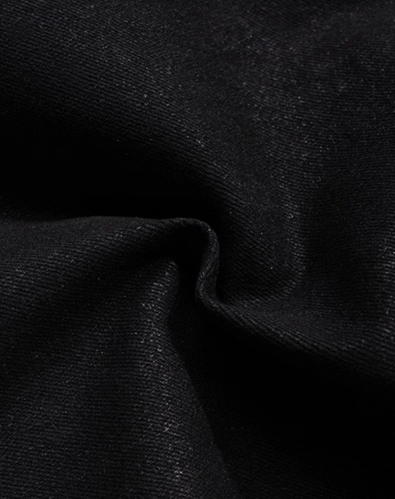 Men's Waxed Coated Flared Jeans - Dark Aesthetic Wide-Leg Denim Pants With Draped Hem & Detachable Straps_voghion.com