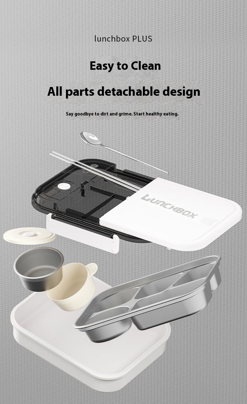 Lunch Box in acciaio inossidabile 316 - Bento Box adatto al microonde con 4/5 scomparti e set di posate, a prova di perdite e termico per ufficio/scuola_voghion.com