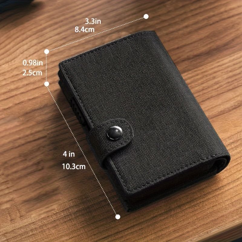 Men's Bags Tri Fold Cloth Pattern Men's Wallet RFID Anti Theft Large Capacity Card Holder Automatic Aluminum Box Multi Card Slot Wallet_voghion.com