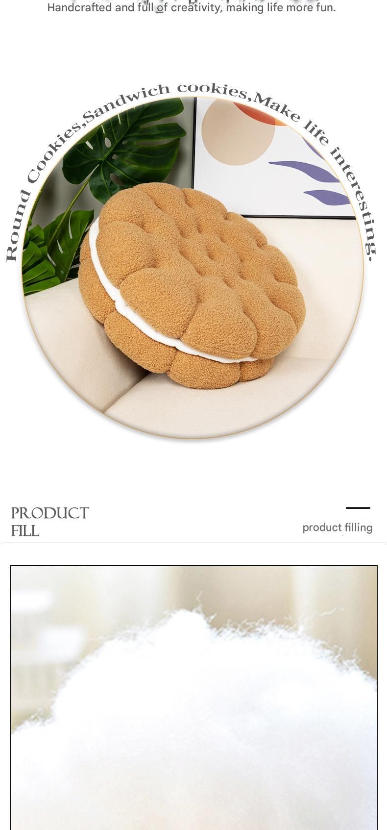 Cuscino in pile Sherpa a forma di biscotto Ins Style: cuscino decorativo ultra morbido per divano, letto e spazi Instagrammabili_voghion.com