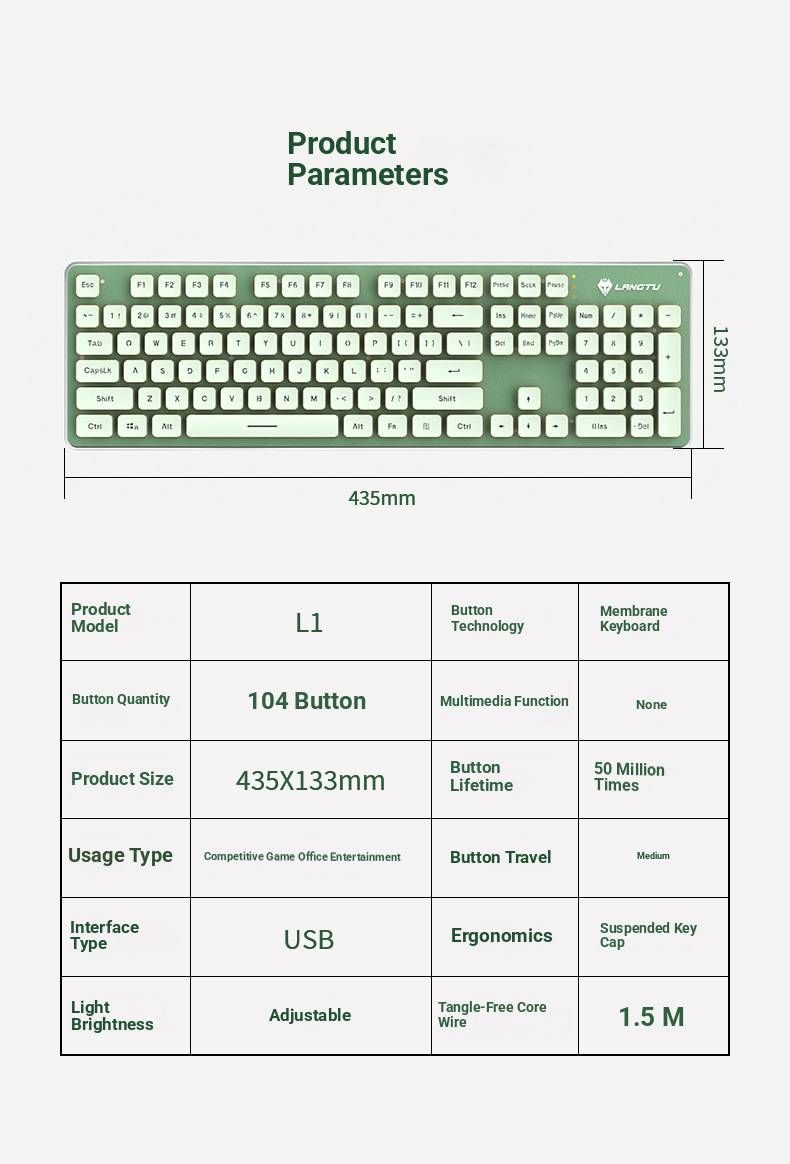 Ensemble clavier et souris sans fil ultra-silencieux LT600 – Double récepteur 2,4 GHz, conception ergonomique, souris laser 1600 DPI et clavier résistant aux éclaboussures_voghion.com