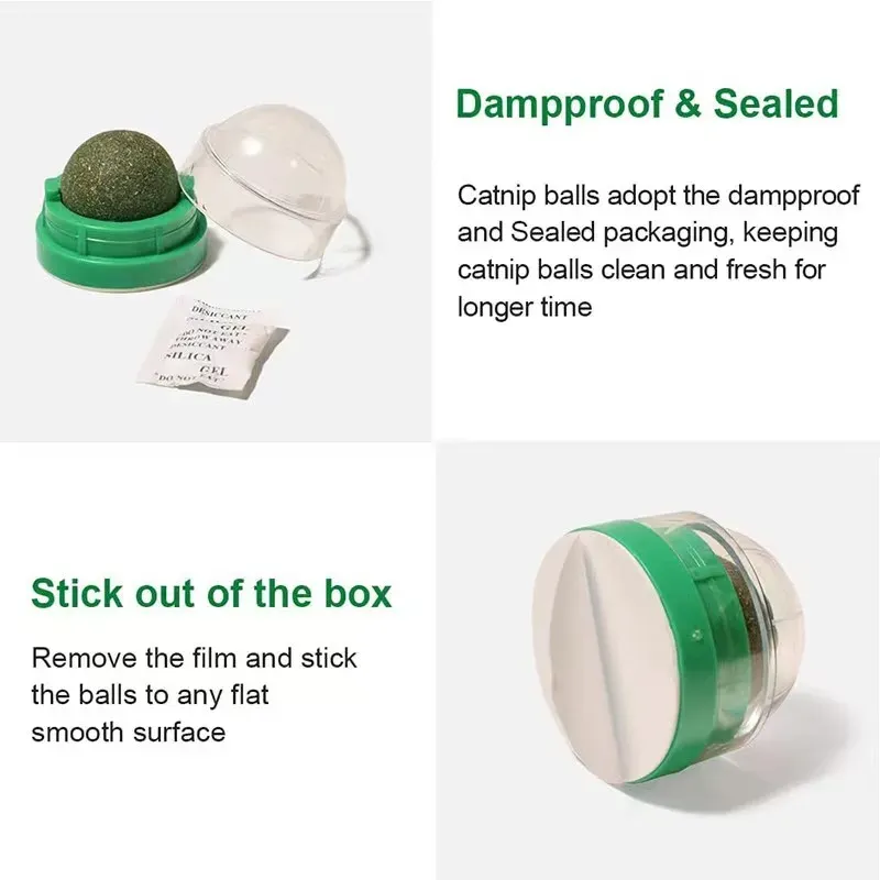 Catnip Cat Wall Stick-on Ball Toy Scratchers Treats Healthy Natural Removes Balls To Promote Digestion Cat Grass Snack_voghion.com