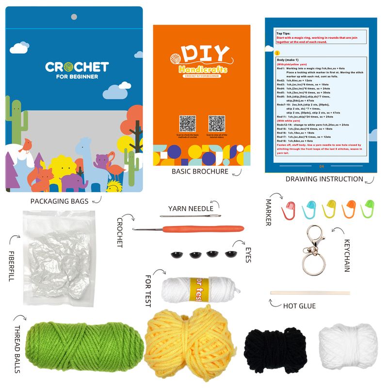 Instrucțiuni pentru produse noi, pachet de materiale de croșetat, cadou de tricotat, fir de lână, lucrat manual, bile de fire DIY, ornamente pentru păpuși_voghion.com