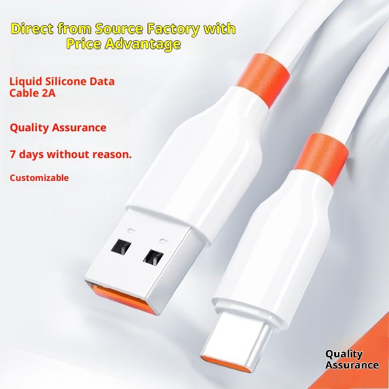 Digitex Liquid Silicone Compatible With Huawei Android Type-C Mobile Phone Flash Fast Charging Data Cable Orange Head_voghion.com