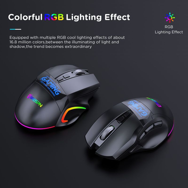 Mouse da gioco wireless Bluetooth a 9 tasti e doppia modalità 2.4G con personalizzazione macro, frequenza di polling di 1000 Hz, design ergonomico_voghion.com