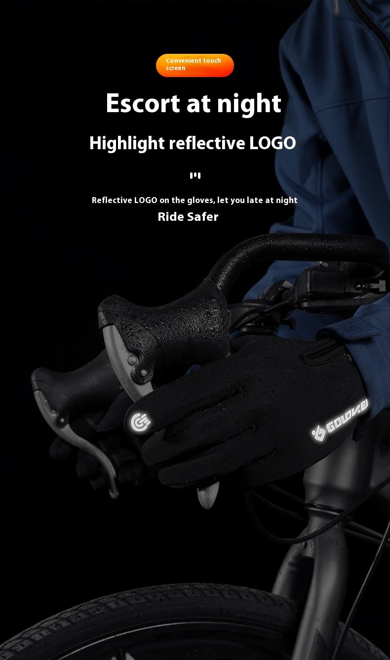 Winter Outdoor Cycling Men With Exposed Fingers Touch Screen For Electric Bikes Windproof Plush Waterproof And Warm_voghion.com