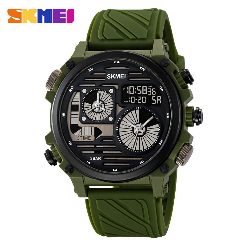 Momentum Sports Outdoor Waterproof Electronic Tough Men's Style Large Dial Multi-Function Four-Time Watch_voghion.com