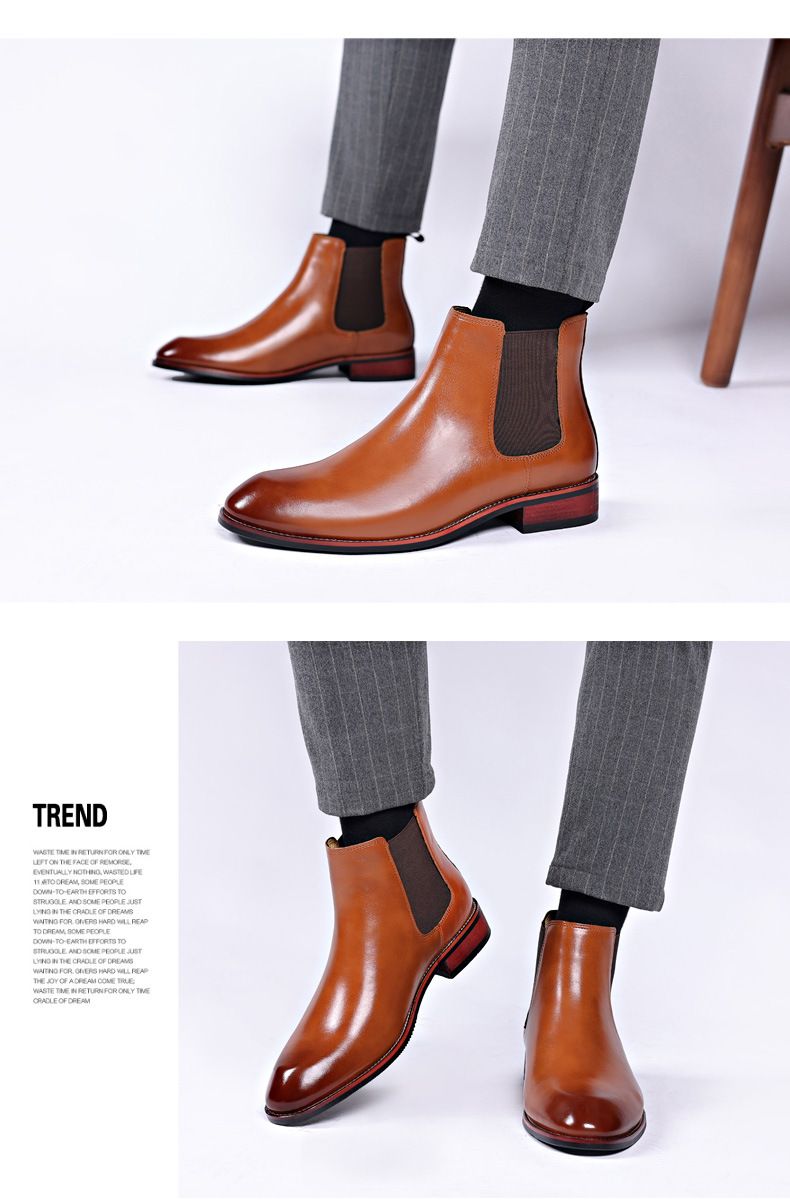 Breathable Pointed Ankle Boots High Tops Mid-tops Trendy Leather Boots_voghion.com