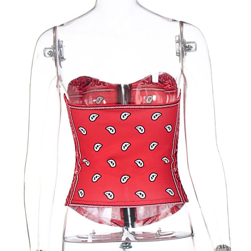 Top tubo con estampado de espiga y botones para mujer, primavera 2025_voghion.com