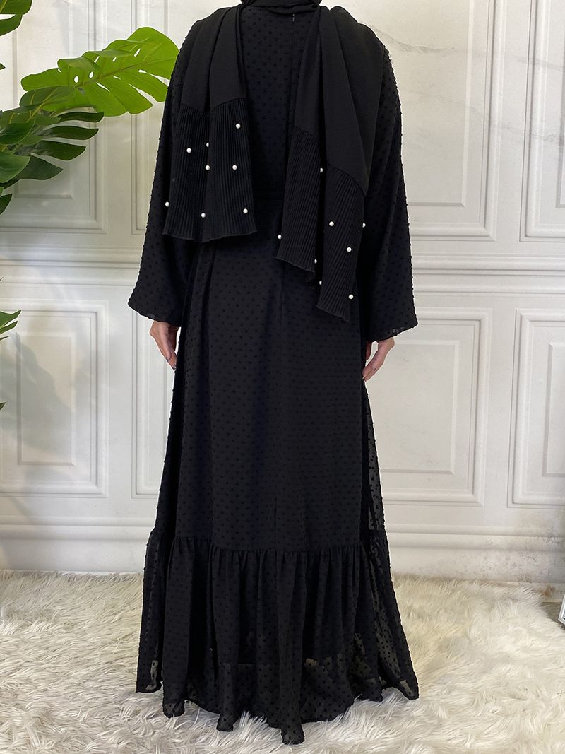 Laatste moderne mode Ruffle Polka islamitische kleding Kaftan met voering Vrouwen moslim Maix Casual jurk Abaya_voghion.com
