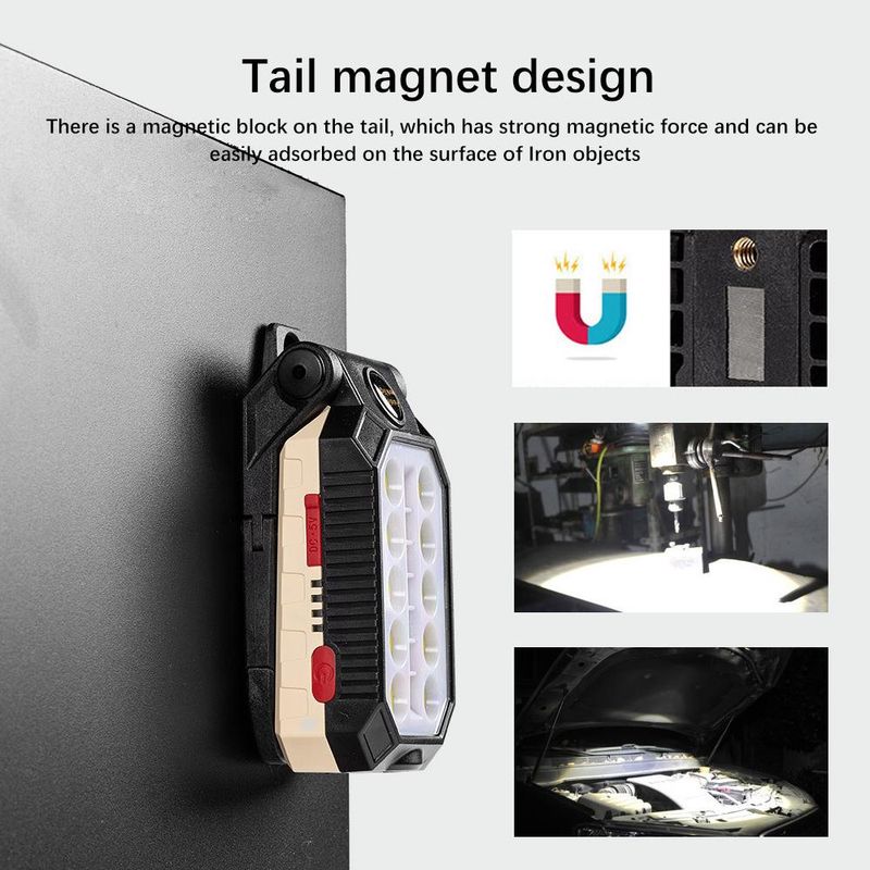 1 τεμάχιο COB Φακός εργασίας USB φόρτισης πολλαπλών λειτουργιών πτυσσόμενος φακός συντήρησης με μαγνήτη_voghion.com