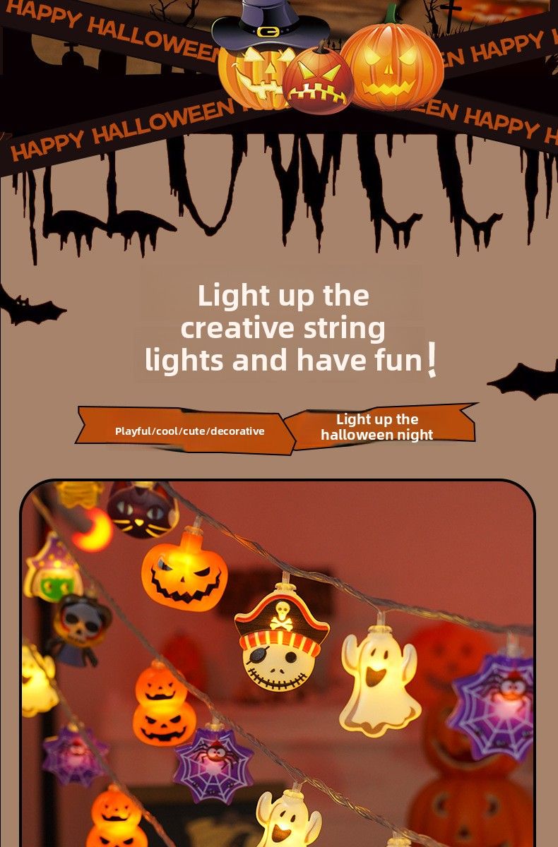 RYYD LED Halloween Pumpkin Ghost Festival Decorative String Lights Battery Remote Control USB Color Party Decoration Light_voghion.com