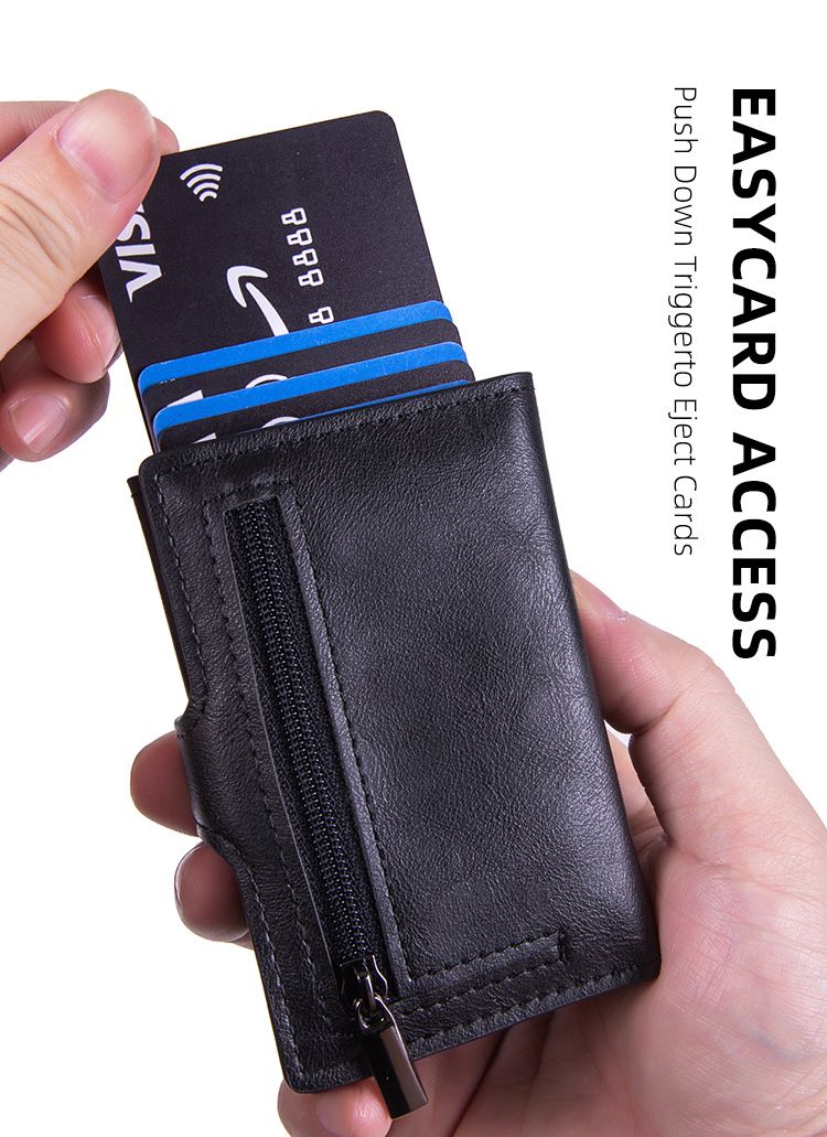 RFID-blockierendes Kreditkartenetui – Schlanke Geldbörse aus PU-Leder mit Aluminiumrahmen für Damen und Herren_voghion.com