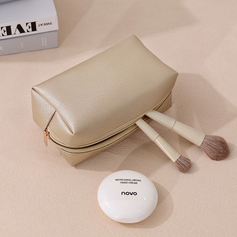 Luxury Parisian Makeup Bag | Large Capacity PU Organizer (Fits 25+ Full-Size Products) | Vegan Leather Travel Case With Mirror & Brush Slots_voghion.com