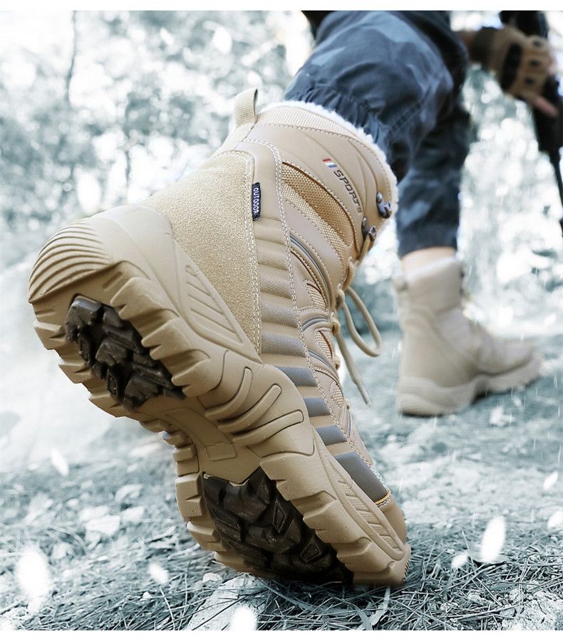 Brand Warm Plush Snow Boots High Top Waterproof Men's Boots Winter Desert Boots Outdoor Anti-Slip Ankle Boots Combat Army Boots_voghion.com