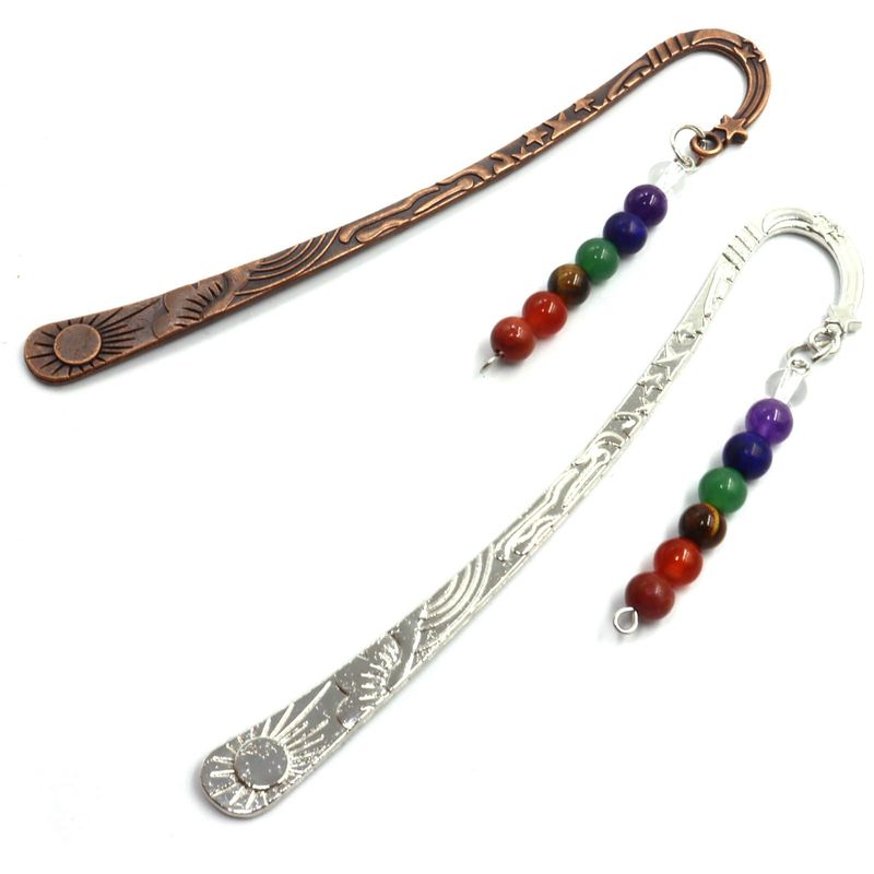 Natural Crystal Colorful Round Beads Beaded Pendant Feather Bookmark Pendant Creative Classmates Gift_voghion.com