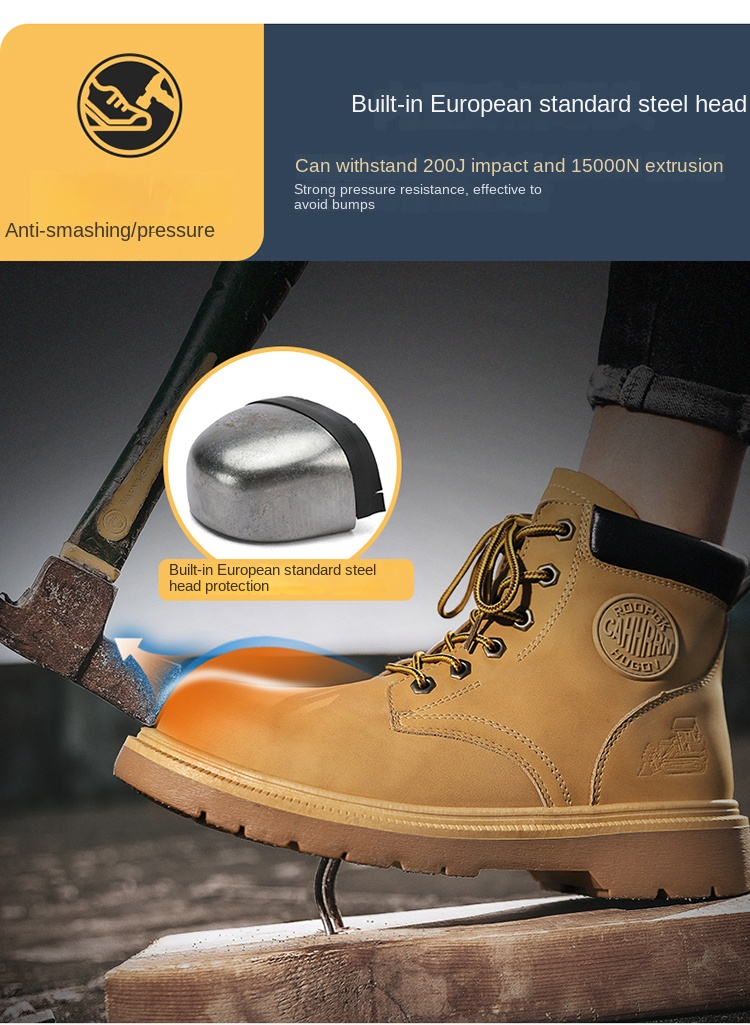 Motorcycle Boots, Steel Toe, Labor Protection Safety Shoes, Military Boots, Construction Site Rhubarb Boots_voghion.com