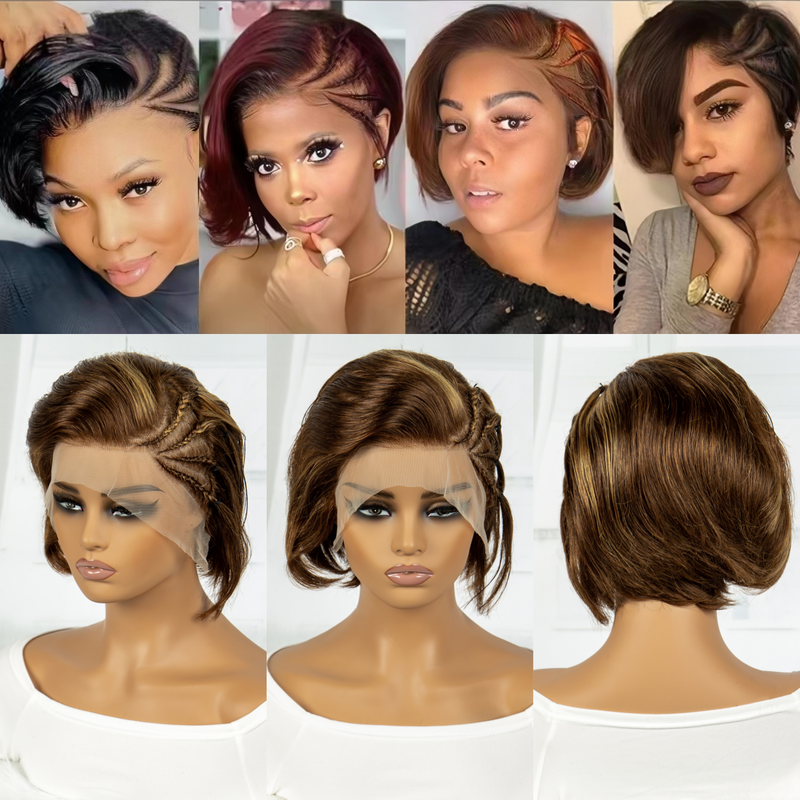 180 % 13x4 hiuksinen peruukki Bob Cut Peruukki Lyhyt Suora Peruukki Punoksilla 13x4 Pitsiä Edessä Peruukki Naisten Hiuksista_voghion.com