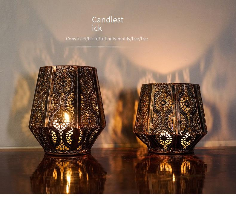 Bougeoir marocain rétro créatif à motif creux en fer et bronze, pour la maison, le salon, l'hôtel_voghion.com
