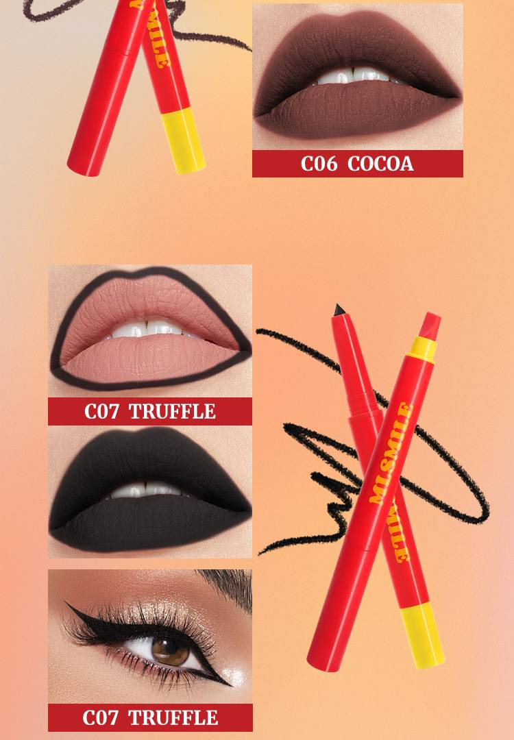 MLSMILE Dual-ended Silicone Lip Liner: Waterproof, Non-staining, Smooth Lip Liner & Lipstick Pen_voghion.com