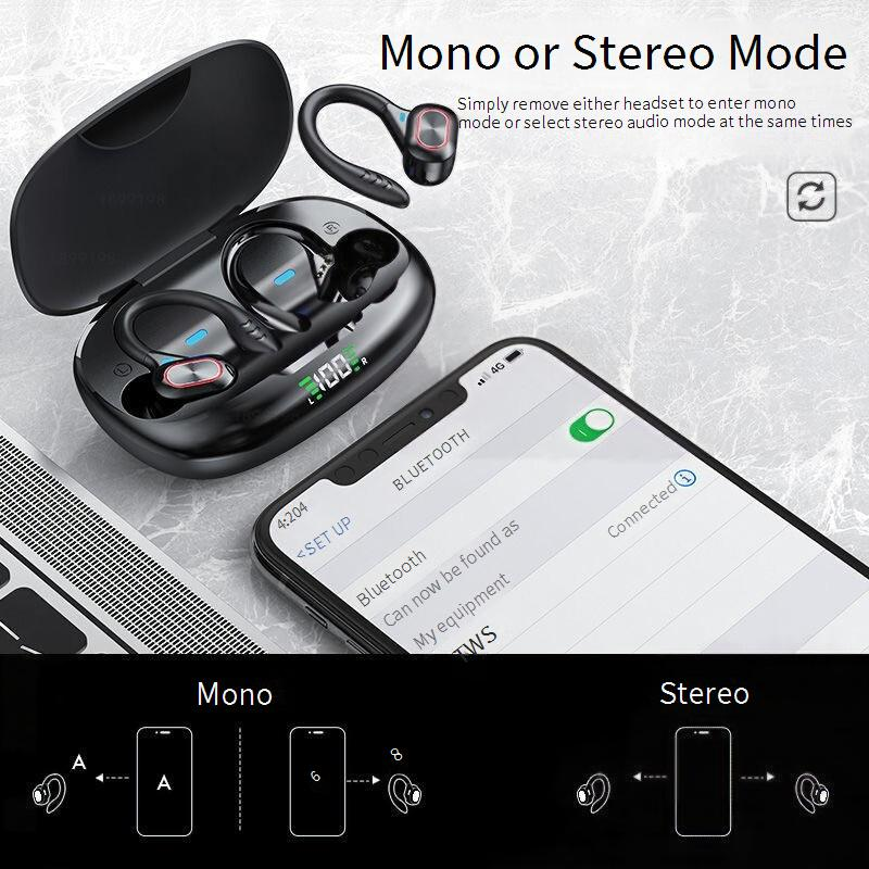 S730 Wireless Bluetooth Earbuds With Ear Hook, NFC, Voice Control, 10m Range, 8H Playtime – Black/Red/Silver_voghion.com