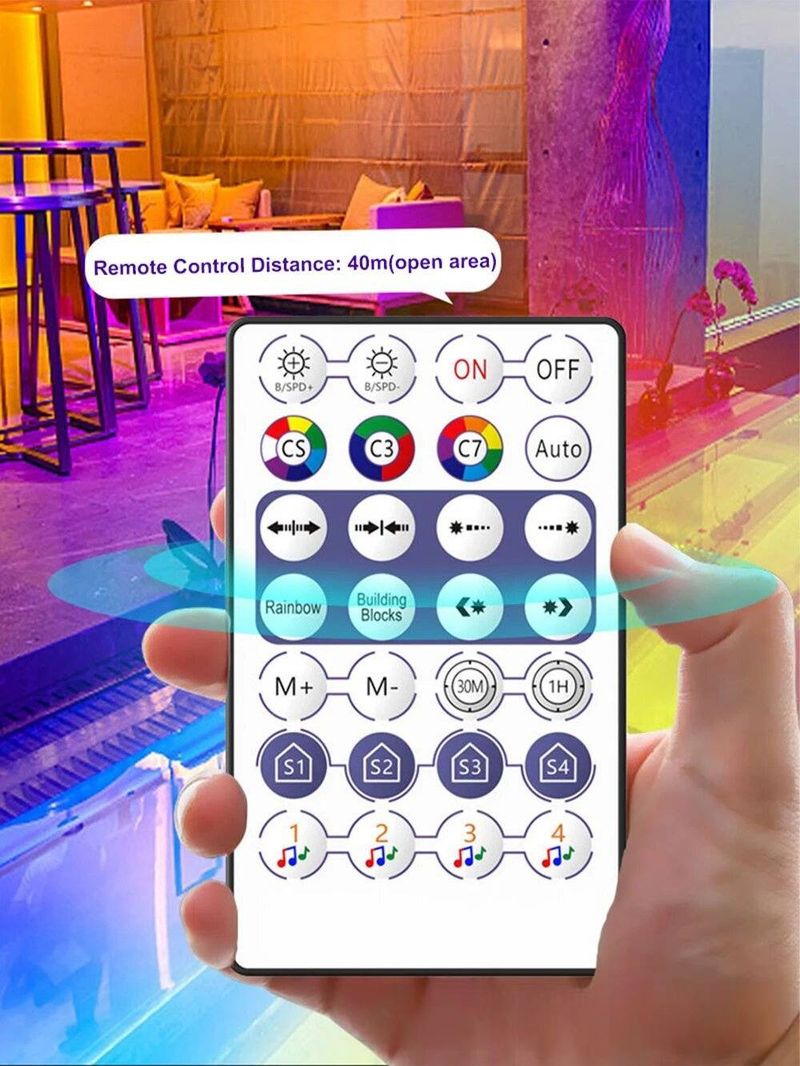 Contrôleur de bande LED 5 V USB Bluetooth et IR à double contrôle – Télécommande 28 touches + synchronisation via application pour éclairages RVB WS2812 (portée 40 m, certifié CE)_voghion.com