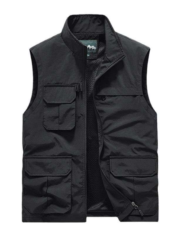 Men's Clothing Multi Pocket Casual Wear Men's Multi-Pocket Casual Vest Photography Advertising Shirt Volunteer Printing Outdoor Sports Vest_voghion.com