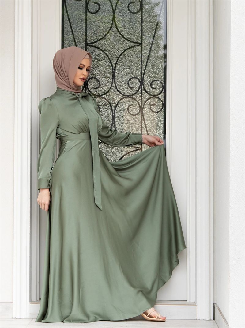 Abito da donna Abito largo in raso alla moda musulmana_voghion.com