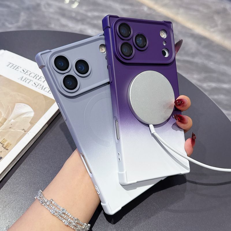 Weiche Silikonhülle Funda 17 Farbverlauf-Hülle mit kabelloser Ladefunktion für iPhone 16 Pro Max 15 14 13_voghion.com