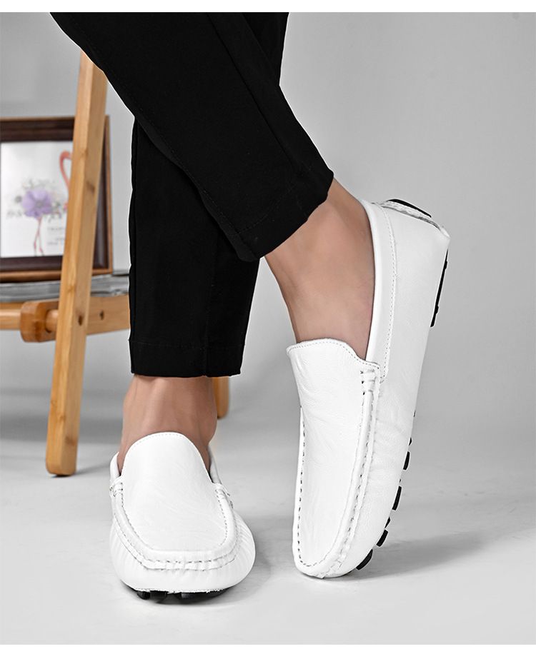 Wangjia Neue Herren-Loafer, schlicht, vielseitig, lässig, große Größen, bequeme, weiche Sohle, rutschfest, atmungsaktiv, zum Hineinschlüpfen, Fahrschuh aus Leder_voghion.com