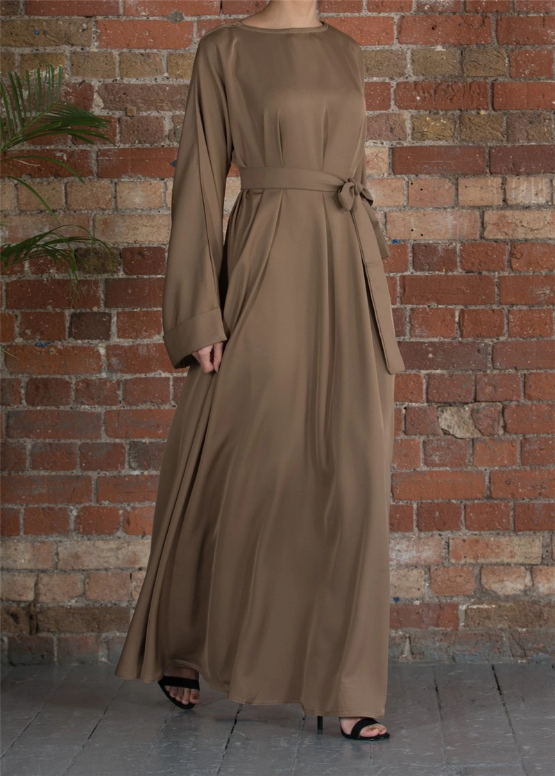 Women's solid color large size robe dress _voghion.com