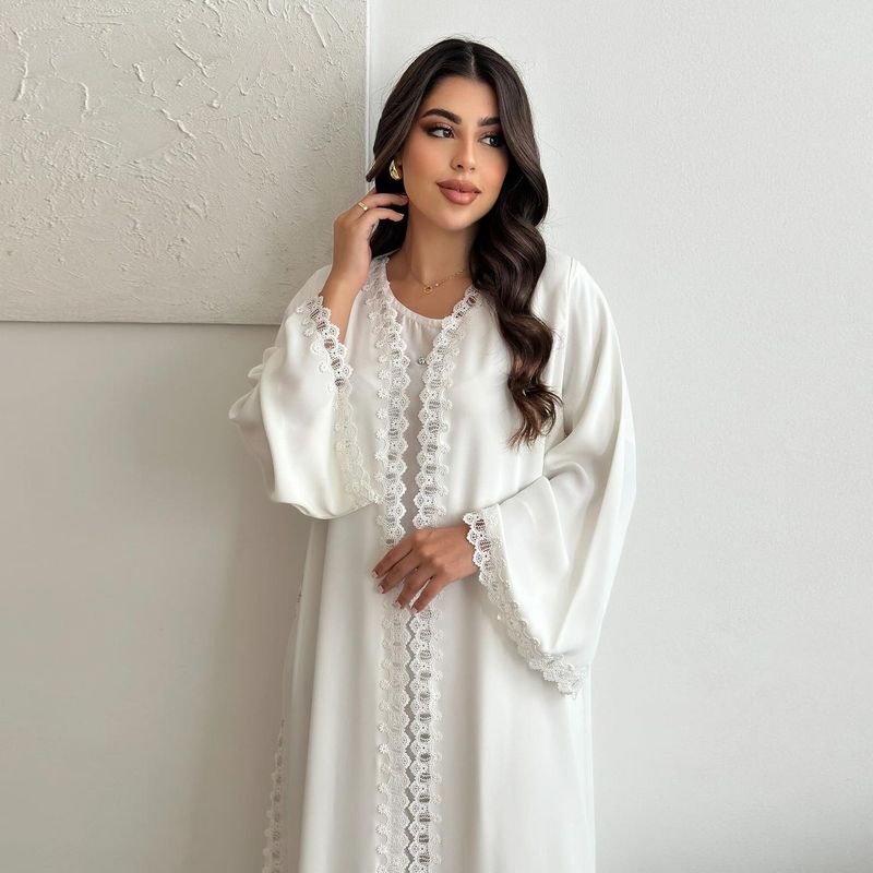 Roupas femininas Jaqueta da moda muçulmana Oriente Médio Dubai Robe branco Feminino Novo estilo de roupa externa Abaya_voghion.com