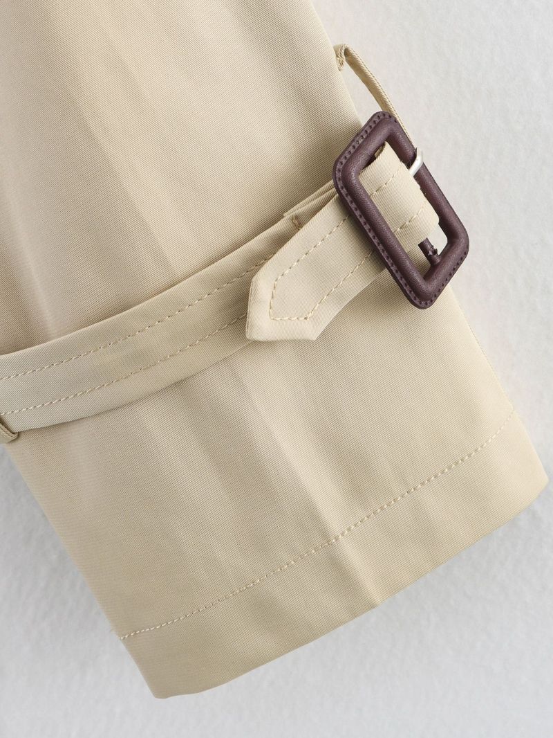 Trench con cintura da donna – Giacca a vento corta color cachi (S-L) Abbigliamento da donna_voghion.com