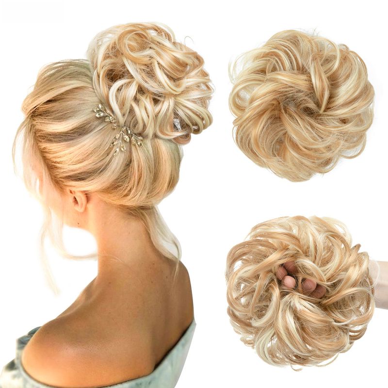 wig female flower bud ball head chemical fiber invisible fluffy natural long beard wig hair ring_voghion.com