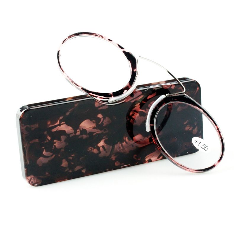 TR90 Clip-on Nose Reading Mini No Temple Glasses Compact Ultra-light Tortoiseshell Color_voghion.com