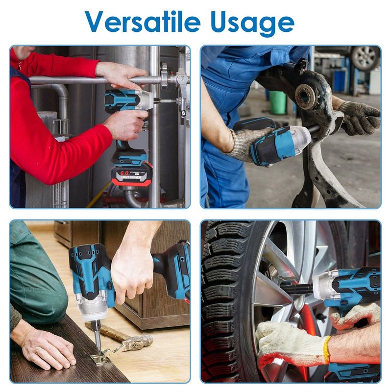 3-In-1 Cordless Electric Impact Wrench Drill Screwdriver With Brushless Motor Max 3450RPM Variable Speed 2Pcs 6.0Ah Batteries 3 Sockets 3 Screwdriver Bits 3 Drill Bits_voghion.com