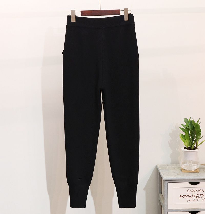 Damen-Pullover mit Pailletten und Blumen, langärmelig, Pullover, Hose mit kleinen Beinen, modischer Anzug für Damen_voghion.com